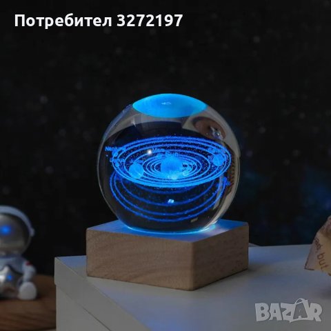 LED Светеща кристална топка/лампа,3D сензорна-Вселена,Планетарна Галактика,Слънце , снимка 9 - Настолни лампи - 43445667