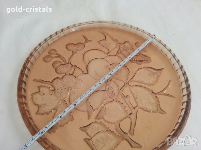 Старо стъклено плато чиния поднос, снимка 2 - Антикварни и старинни предмети - 26636894