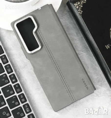 Калъф тефтер Wlons Кожа със стойка / Сив / за Samsung Z Fold 6 Баркод : 3133008