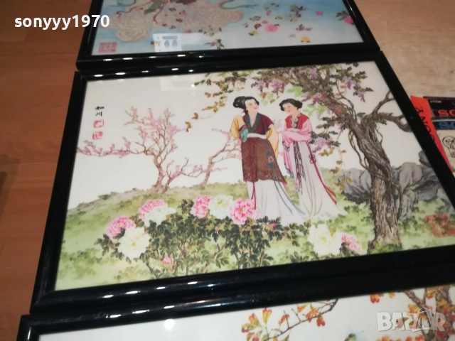 JAPAN X3-ЯПОНСКИ МОТИВИ-КАРТИНИ РАМКИ СТЪКЛО 0110251830, снимка 2 - Антикварни и старинни предмети - 51911155