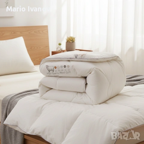 Капитониран чаршаф от нетъкана материя 1,80 x 2,00 м + 2 калъфки + Подарък Зимен юрган с овча вълна , снимка 5 - Спално бельо - 53379645