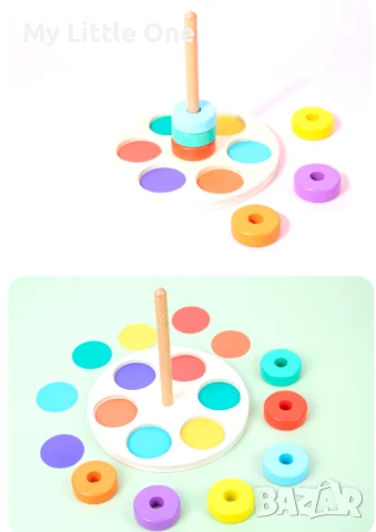 Дървена цветна нанизка, снимка 3 - Образователни игри - 50998177