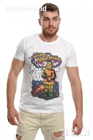 Нова мъжка забавна тениска с дигитален печат HAPPY FISHERMAN -Щастливия Рибар, снимка 3 - Тениски - 37669938