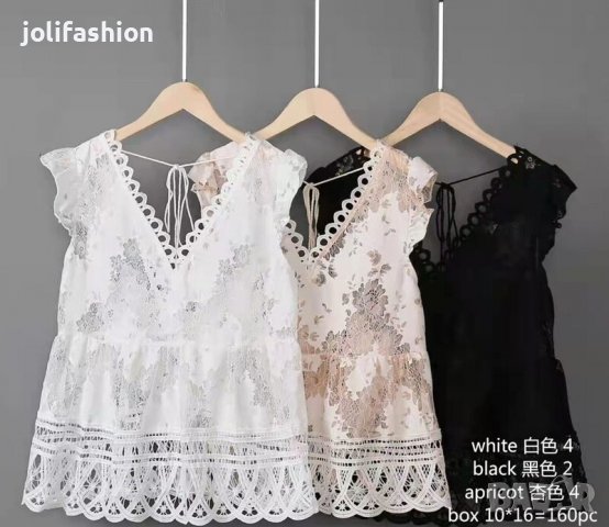 Памучни блузи с дантела, снимка 3 - Тениски - 36832572