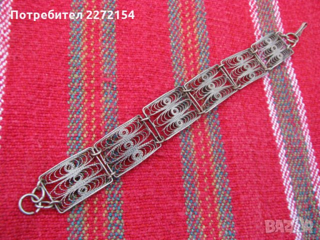 Филигранна сребърна гривна верижка, снимка 3 - Антикварни и старинни предмети - 28286755