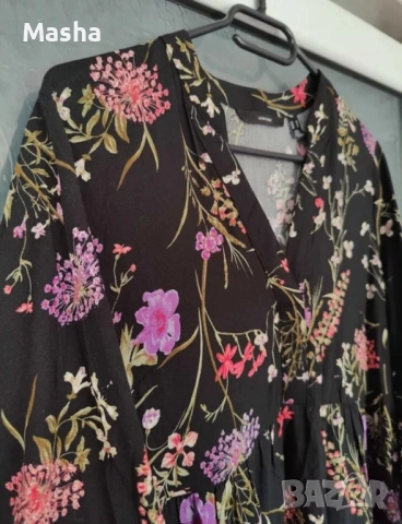 Рокля Vero Moda цветя размер 38 М, снимка 3 - Рокли - 52355100