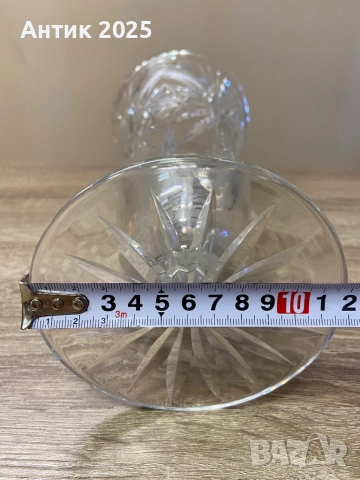 Голяма кристална ваза с богата фасетна шлифовка, винтидж, снимка 4 - Антикварни и старинни предмети - 52865269