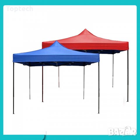 Сгъваема метална шатра 3×3м синя, снимка 2 - Градински мебели, декорация  - 30085537