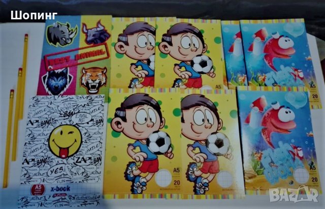 Ученически тетрадки с квадратчета и моливи с гума, снимка 1