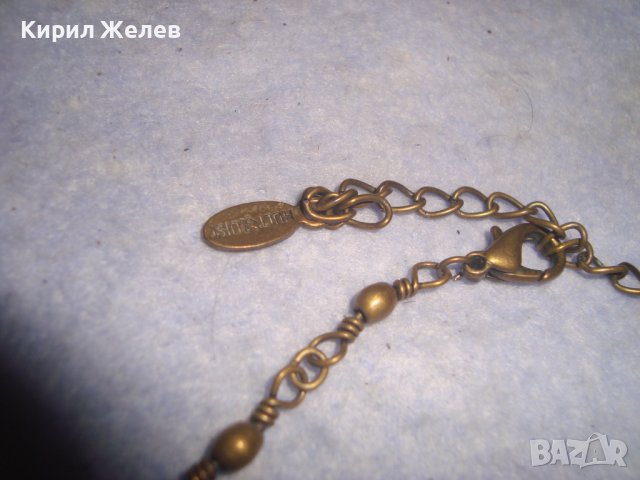 КРАСИВО ФЛОРАЛНО МАРКОВО ВИНТИДЖ АРТ БРОНЗОВО КОЛИЕ ОГЪРЛИЦА с ШЛИФОВАНИ КАМЪНИ 30159, снимка 10 - Колиета, медальони, синджири - 37851568