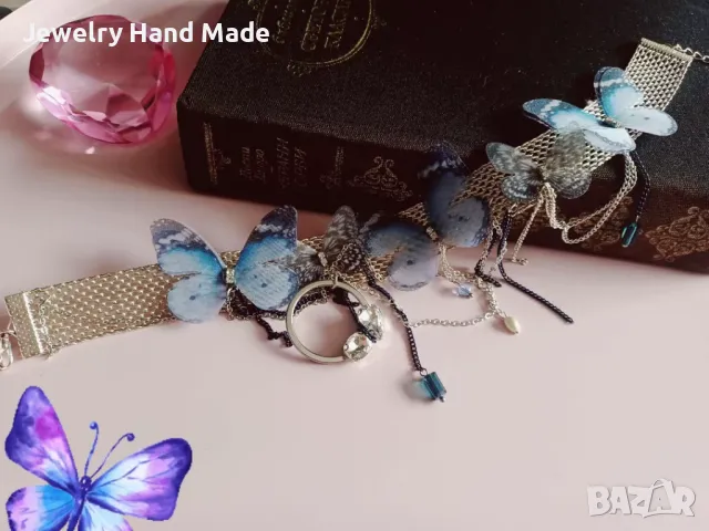 Разпродажба! Пеперуден свят- нежен и ефирен чокър, снимка 2 - Колиета, медальони, синджири - 49764258