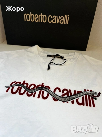 Оригинална Roberto Cavalli Бяла Тениска Snake Logo – Размер L , снимка 9 - Тениски - 53508001