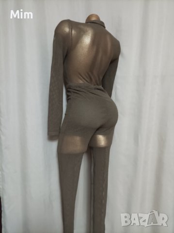  FASHIONNOVA M Зелен гащеризон на мрежа, снимка 5 - Гащеризони - 37271236