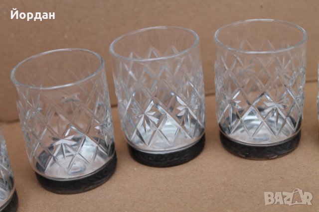 6бр. кристални чаши за ракия с метален обков , снимка 10 - Сервизи - 35266284