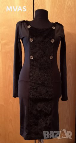 Нова зимна топла черна рокля S размер с дълъг ръкав
