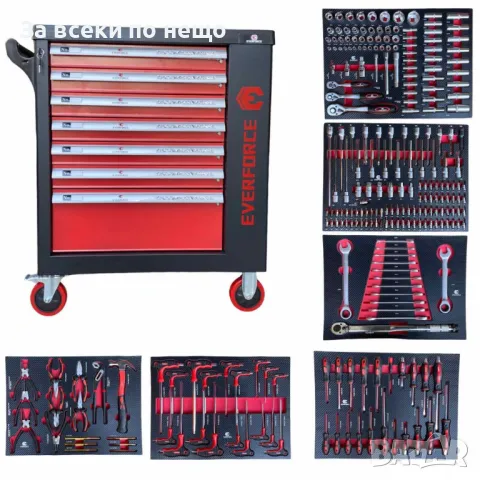 Шкаф с инструменти със 7 чекмеджета - 6 пълни и отделение за закачане на инструменти EverForce