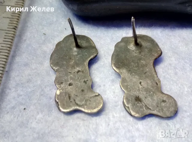 СТАРИННИ ФЛОРАЛНИ АР НУВО СРЕБЪРНИ ОБЕЦИ ОКСИДИРАНО СРЕБРО ВИСОКА ПРОБА с НУЖДА от ЗАКОПЧАЛКИ 34798, снимка 2 - Антикварни и старинни предмети - 50421105
