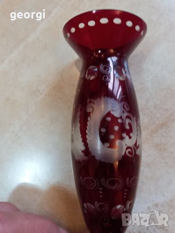 Кристална ваза рубинен кристал , снимка 3 - Вази - 39858006