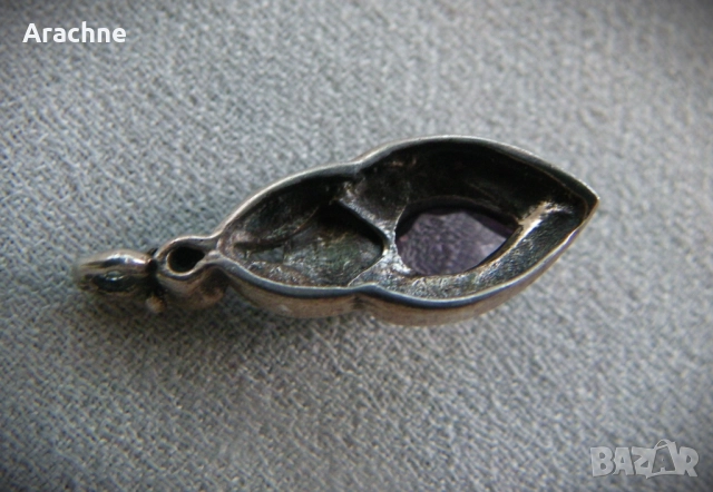 Сребърен медальон с аметист и марказити, снимка 5 - Колиета, медальони, синджири - 44213169