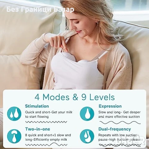 Нова Електрическа помпа за кърма Paruu P10 – 4 режима, 9 нива, безжична, снимка 2 - Помпи за кърма - 50462759