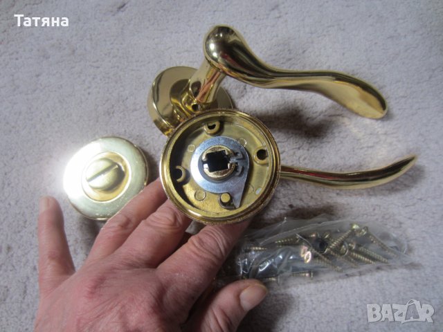 месингови  дръжки за врати  с опция заключване,СВЕЩНИЦИ И АПЛИК  ОТ МАСИВЕН МЕСИНГ, снимка 3 - Интериорни врати - 28891455