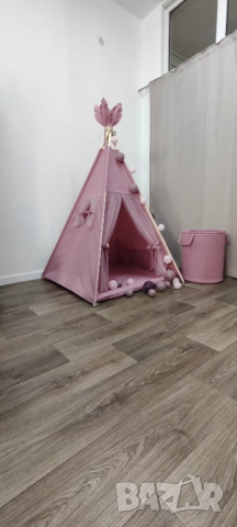 Детска палатка за момичета в цвят пепел от рози 