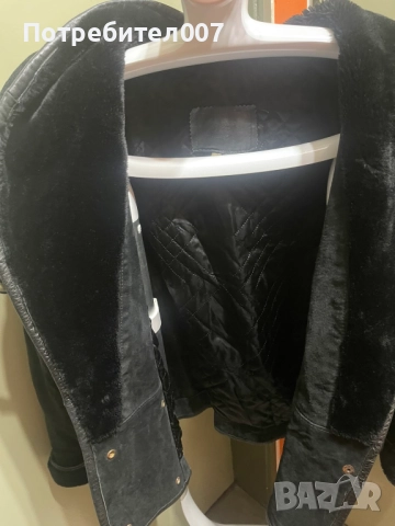 Яке- естествен велур и кожа, с качулка., снимка 7 - Якета - 51789157