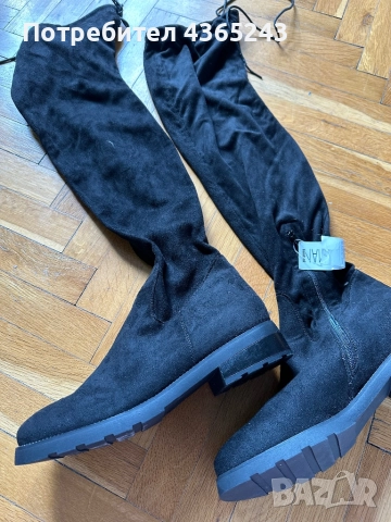 Чисто НОВИ! Дамски велурени ботуши до коленете, 41 Номер