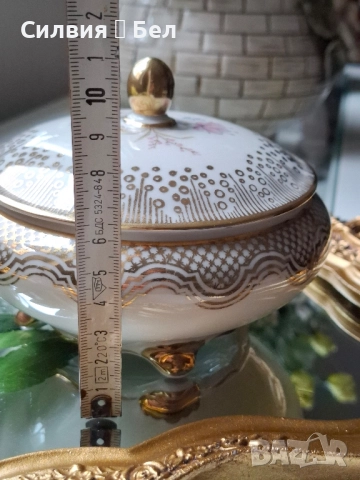 Луксозна Порцеланова Кутия (Бонбониера) с Позлата и Капак, снимка 7 - Антикварни и старинни предмети - 51858068