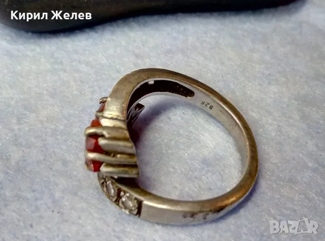 ШАРМАНТЕН СКЪПОЦЕНЕН СРЕБЪРЕН ПРЪСТЕН СРЕБРО 925 със ЗВЕЗДИЧКИ от ГРАНАТ и БЛЕСТЯЩИ ЦИРКОНИ 47491, снимка 6 - Пръстени - 49273093