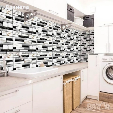 Самозалепващи 3D стикери за стена – Имитация на мрамор, 30x30 см (10 броя), снимка 5 - Декорация за дома - 53562533