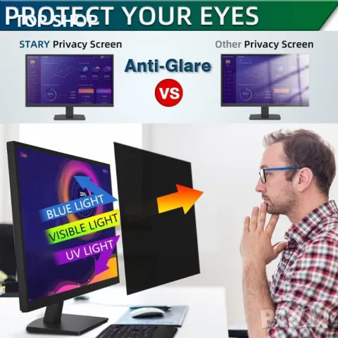 Екран за поверителност на компютъра STARY 21,5-инчов филтър за 16:9 широк екран, снимка 4 - Захранвания и кутии - 49500194