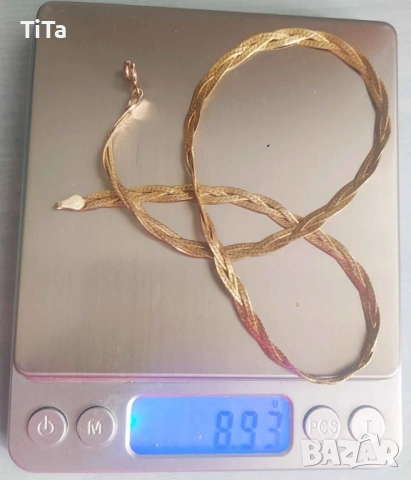 925  Сребърно Колие Позлатено, снимка 6 - Колиета, медальони, синджири - 52081418