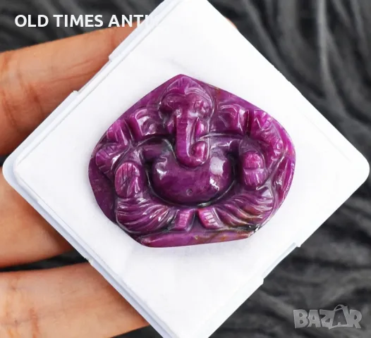 РУБИН 100% НАТУРАЛЕН 72,00 Cts резбован бог Ганеша , снимка 7 - Антикварни и старинни предмети - 47376661