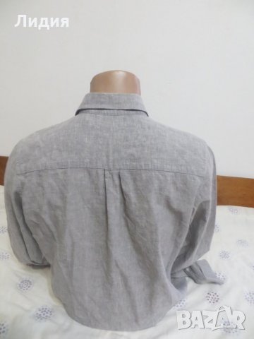 Мъжка риза с дълъг ръкав от лен Dressmann, снимка 3 - Ризи - 27428518