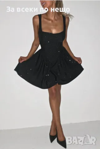 Дамска Къса Сатенена Рокля С Камъни - Налични Различни Цветове Код A494, снимка 3 - Рокли - 50104098