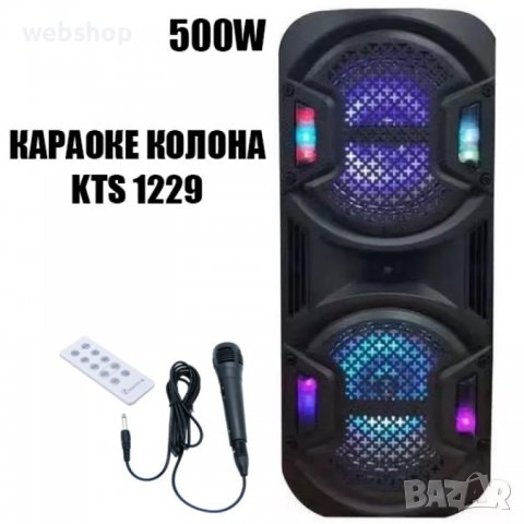 Двойна 8 инчова Караоке Тонколона KTS 1229 С BLUETOOTH И МИКРОФОН, снимка 1