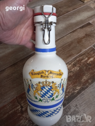 Немска бутилка за бира 2 литра с порцеланова запушалка , снимка 3 - Антикварни и старинни предмети - 44864772