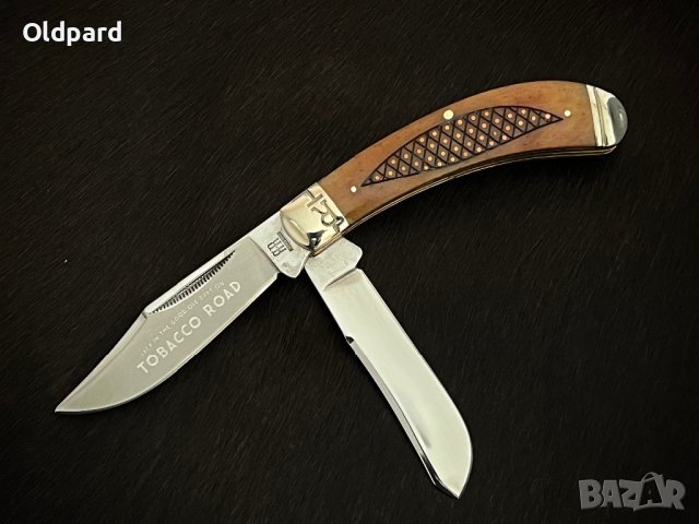 Колекционерски джобен сгъваем нож с два остриета RR Tobacco Road Bow Trapper. (RR1892), снимка 3 - Ножове - 43376800