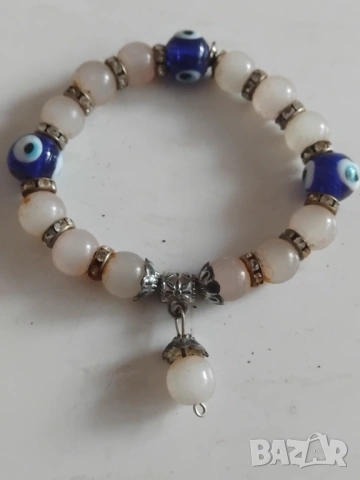 Гривна перли и сини очета против уроки, снимка 2 - Гривни - 53598926