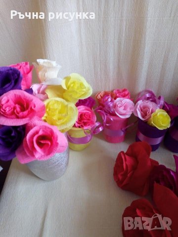 Цветя и букети от хартия ръчна изработка, снимка 16 - Декорация за дома - 32704097