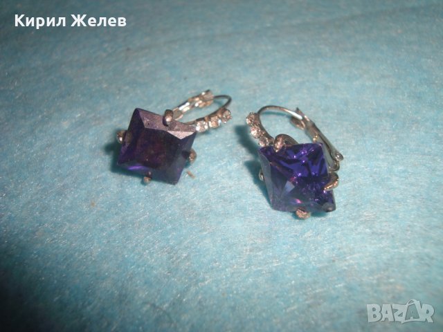 ВИНТИДЖ СКЪПОЦЕННИ СРЕБРИСТИ ОБЕЦИ с ГОЛЯМ ФАСЕТ АМЕТИСТ и ЦИРКОНИ 26682, снимка 5 - Обеци - 34806105