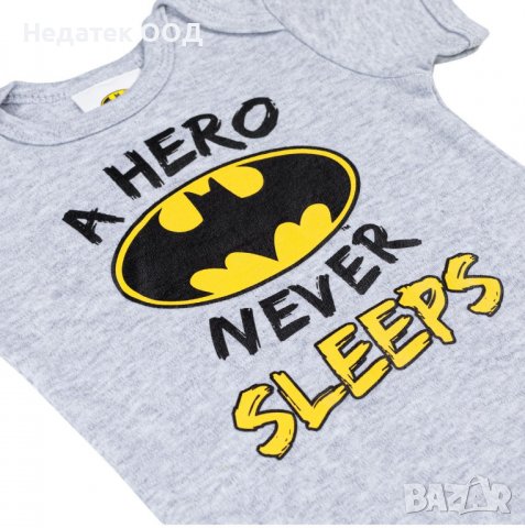 Памучно бебешко боди Батман, 0 - 3 м, Сиво, снимка 3 - Други - 39627452