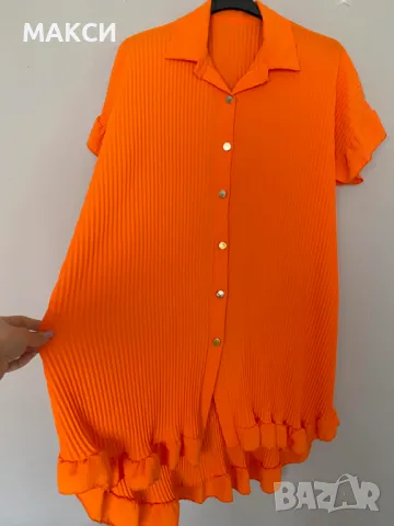 Приказна макси дълга туника солей с удължен гръб и къдрички в тъмно синьо , снимка 4 - Туники - 46131447