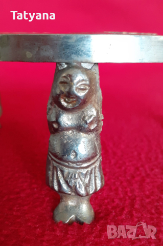 Винтидж кръгла месингова подложка, снимка 4 - Други ценни предмети - 52606183