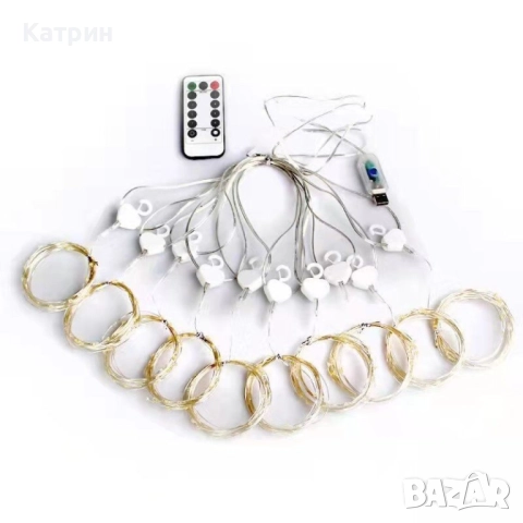 Коледни лампички с 300Led лампи 3 метра на 3 метра ,коледна завеса с дистанционно. С кукички, снимка 2 - Лед осветление - 52095979