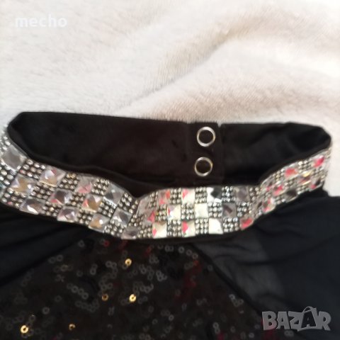 Черна рокля с камъни около врата и пола от ресни за танци или поводи или повод, снимка 3 - Рокли - 39926625