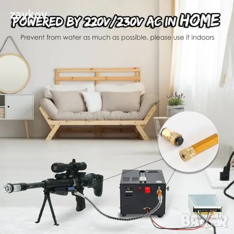 Mxmoonant 300bar  PCP компресор, без масло и вода, може да се използва с 220V захранване и 12V, снимка 2 - Аксесоари и консумативи - 49788832