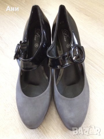 Чисто нови сиви обувки с каишка №38., снимка 5 - Дамски обувки на ток - 34693786