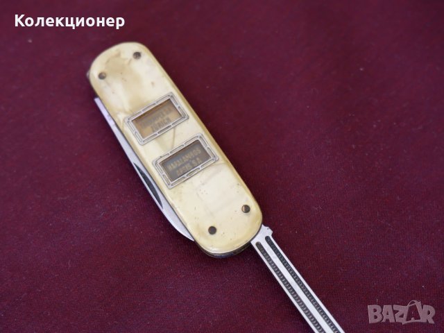 Уникално швейцарско ножче с автоматични механизми за сменящите се реклами,седеф, снимка 6 - Антикварни и старинни предмети - 32344086
